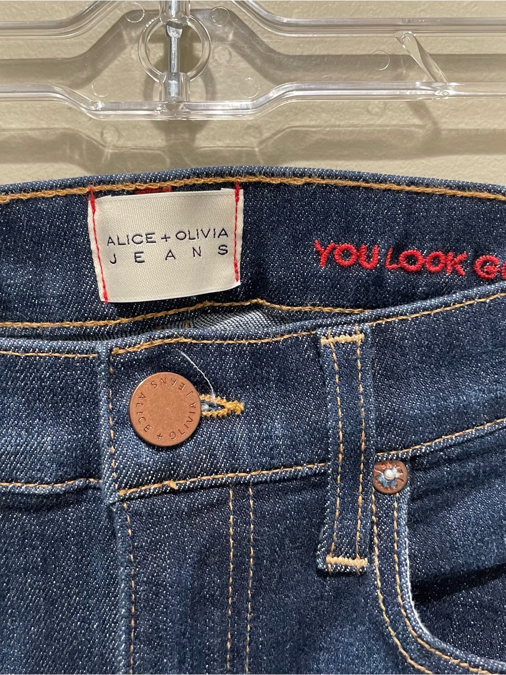Alice + Olivia Good High Rise Skinny Dark Wash Jeans Blue Women’s Size 27 - Picture 4 of 8